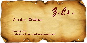 Zintz Csaba névjegykártya